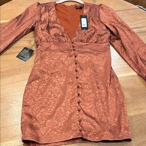 bebe Rust Long Sleeve Dress
